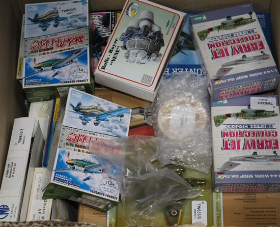 A collection of small boxed model aircraft kits, scale 1:72 and 1:144,